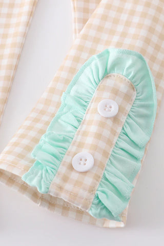 Mint dog applique girl set