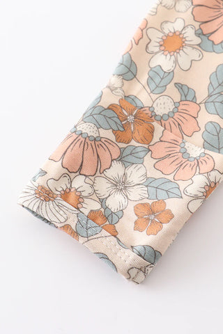 Floral print hairband bamboo baby gown