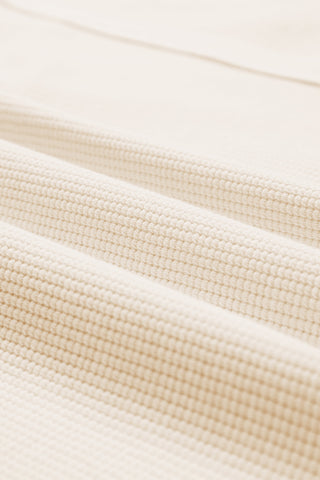 White Waffle Knit Bishop Sleeve Split Oversized Sweatshirt