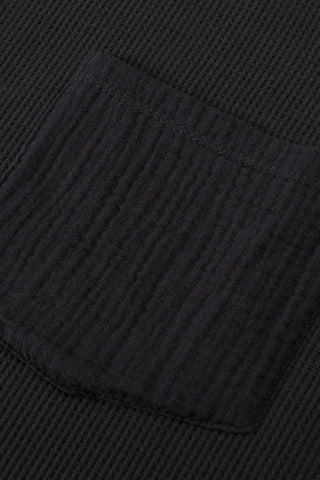 Black Plus Size Exposed Seam Crinkle Patchwork Top