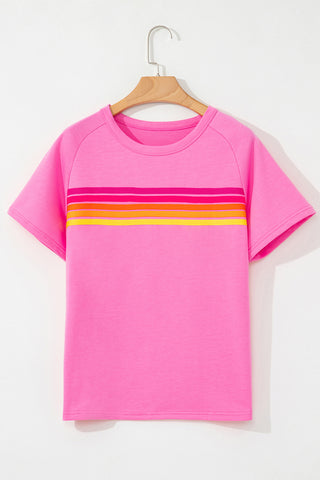 Bonbon Striped Patch Front Casual Tee