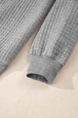 Gray Leopard Quilted Patchwork Crew Neck Sweatshirt