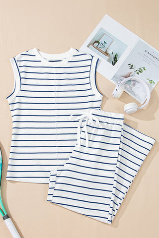 Sail Blue Casual Wide Leg 2pcs Pants Set