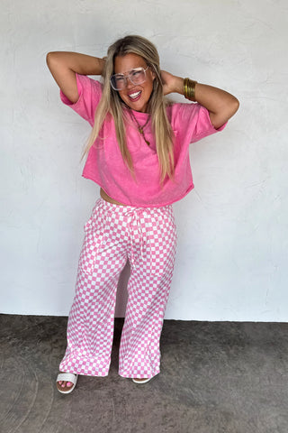 PREORDER: Haddie Wide Leg Checker Pants