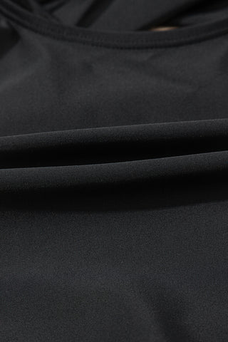 Black Ric Rac Trim Contrasted Patchwork Cutout One Piece Swimsuit