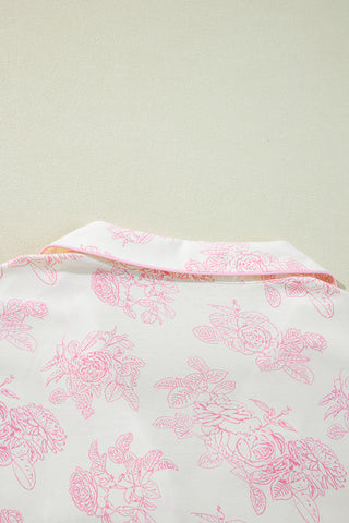 Pink Floral Long Sleeve and Pants Pajamas Set