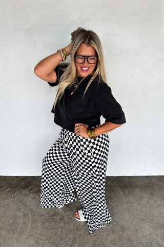 PREORDER: Haddie Wide Leg Checker Pants