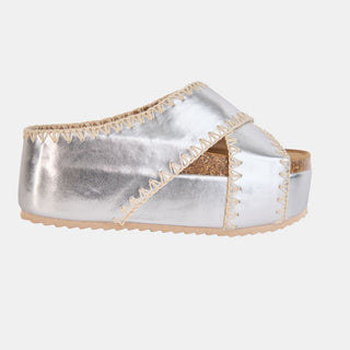 Nina 4 Embroidered Crisscross Flatform – Artisan Slide Sandal in 4 Colors