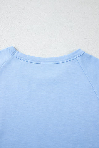 Beau Blue Striped Patch Front Casual Tee