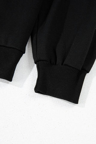 Black Leopard Print Colorblock Raglan Sleeve Sweatshirt