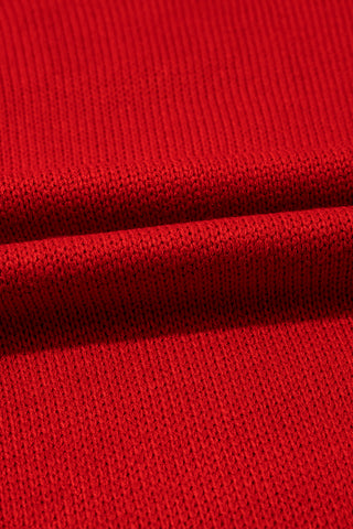 Racing Red Merry Graphic Sequin Sleeves Christmas Turtleneck Sweater