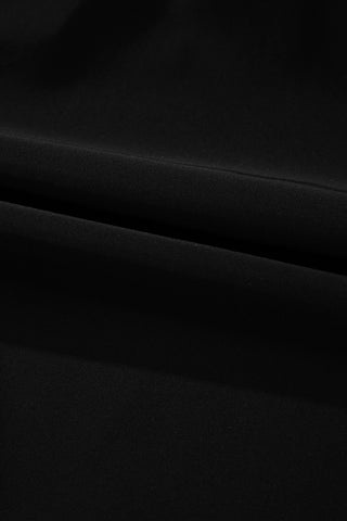 Black Side Tied Waist Square Neck Adjustable Straps A-line One Piece Swim Dress