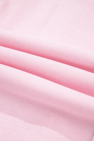 Light Pink Drawstring Elastic Waistband Solid Color Jogger Pants