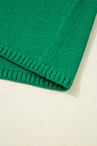 Bright Green Solid Color Knit Button Drop Shoulder Sweater Cardigan