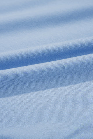 Sky Blue Solid Color Pocketed Raw Edge Babydoll Dress