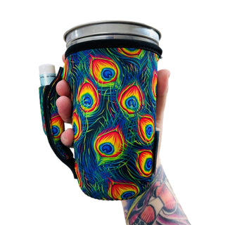 Peacock Feathers 16oz PINT Glass / Medium Fountain Drinks and Tumbler Handlers™