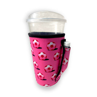 Pink Soccer 16oz PINT Glass / Medium Fountain Drinks and Hot Coffee Handlers™