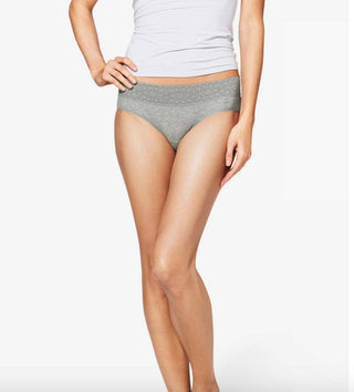Tommy John -  Women's Cool Cotton Brief, Lace Waist- Heather Grey