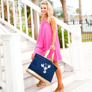 Lobster Navy Cabana Tote