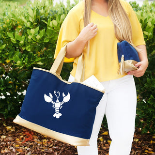 Lobster Navy Cabana Tote