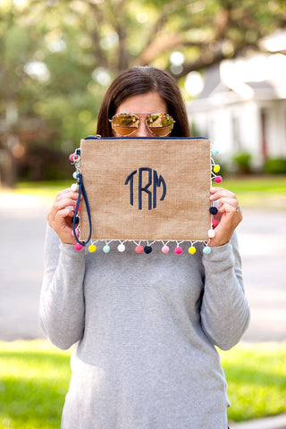 Multi-Colored Pom-Pom Clutch