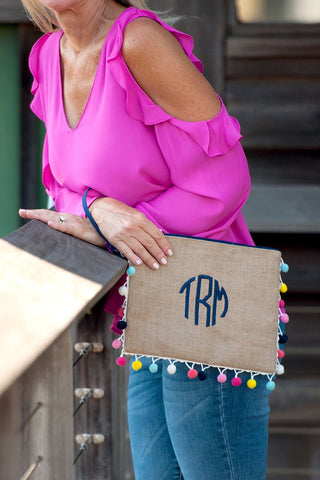 Multi-Colored Pom-Pom Clutch